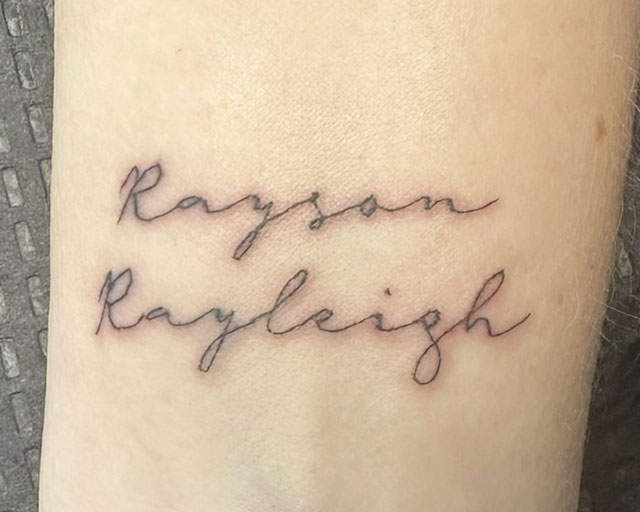 Lettering Font and Script Tattoo of a person's name